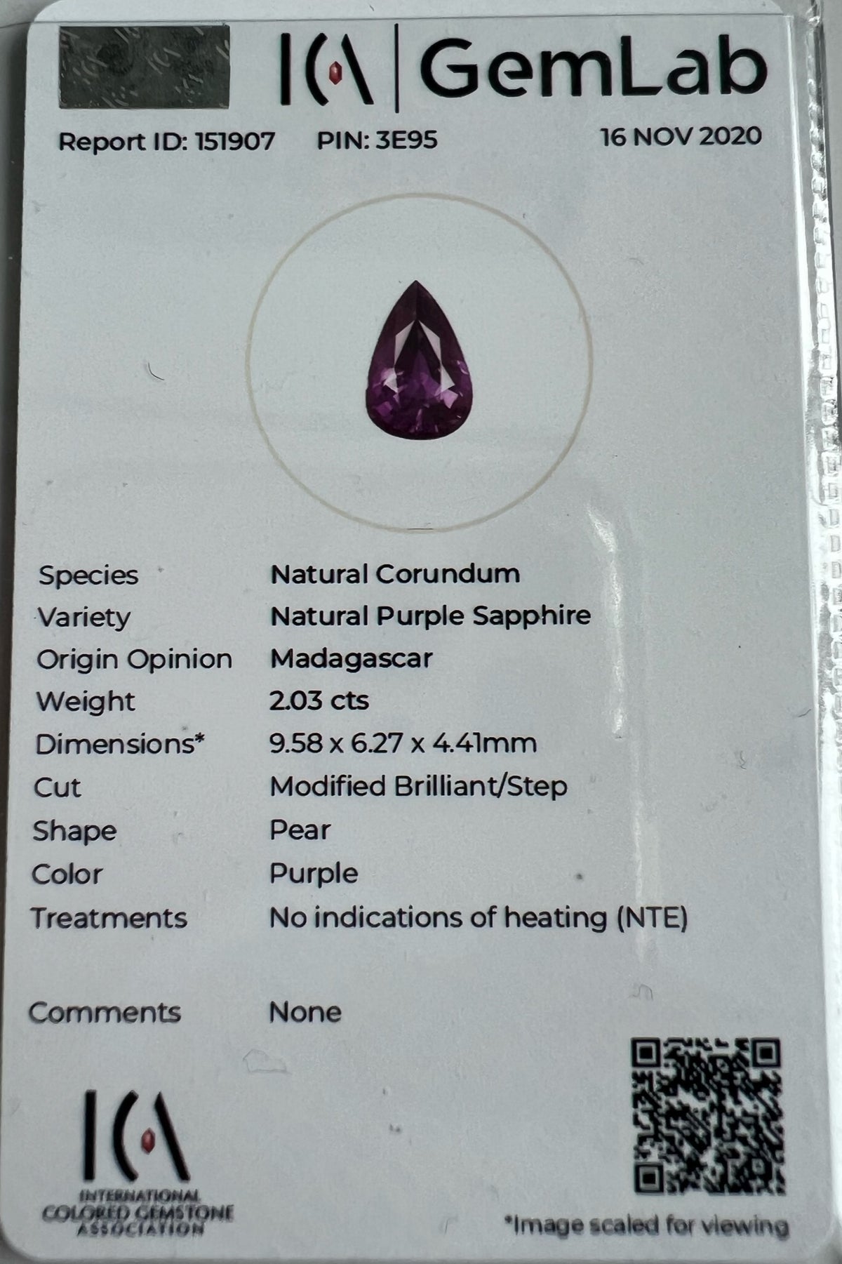 PURPLE SAPPHIRE PEAR