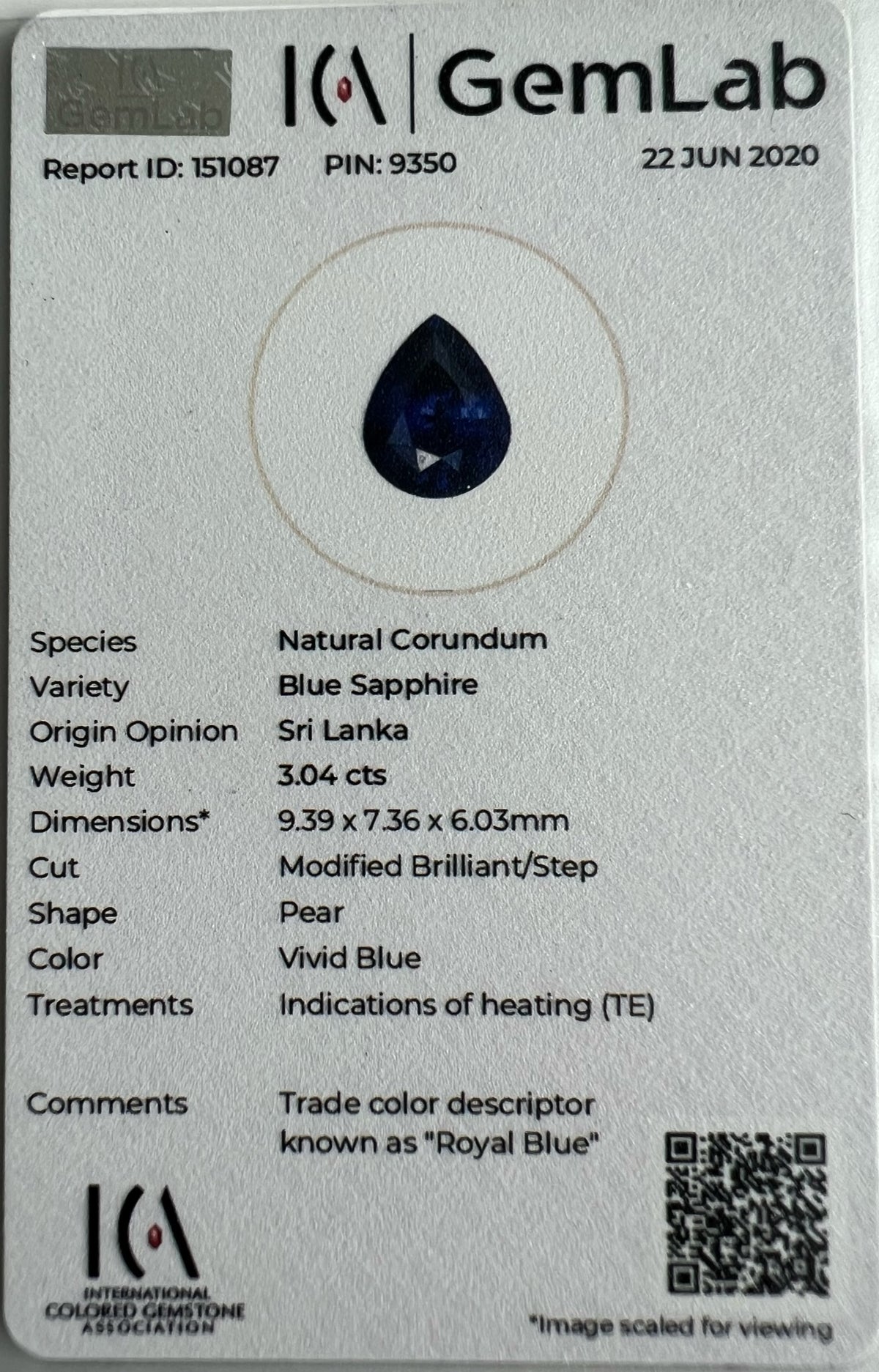 BLUE SAPPHIRE PEAR