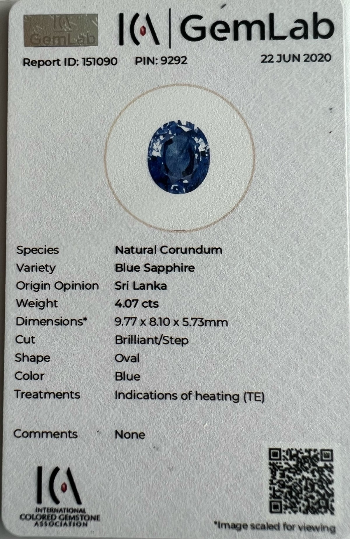 BLUE SAPPHIRE OVAL