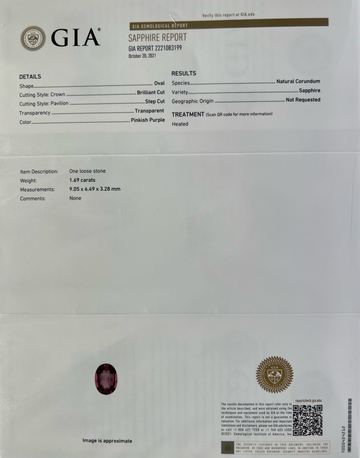 PURPLE SAPPHIRE OVAL