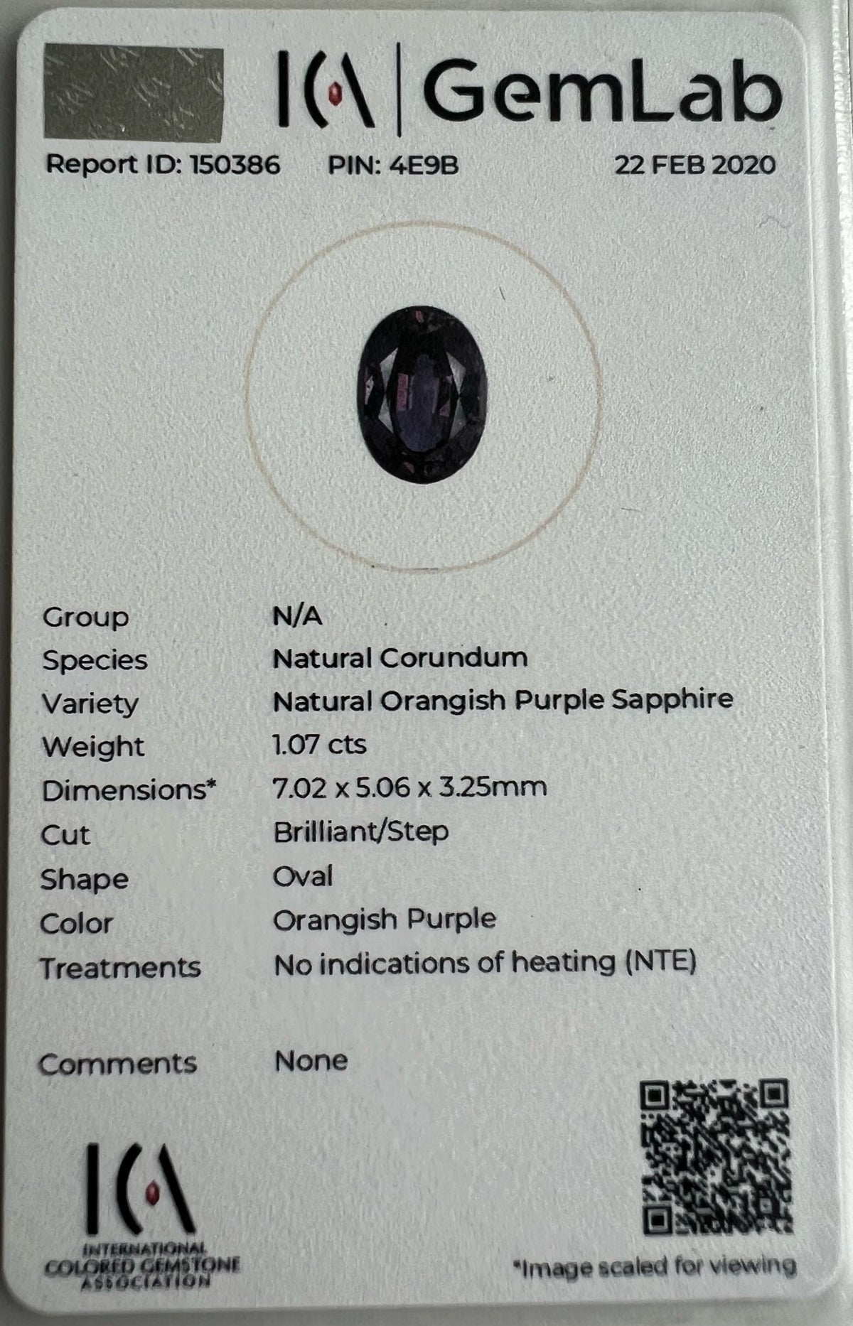 PURPLE SAPPHIRE OVAL