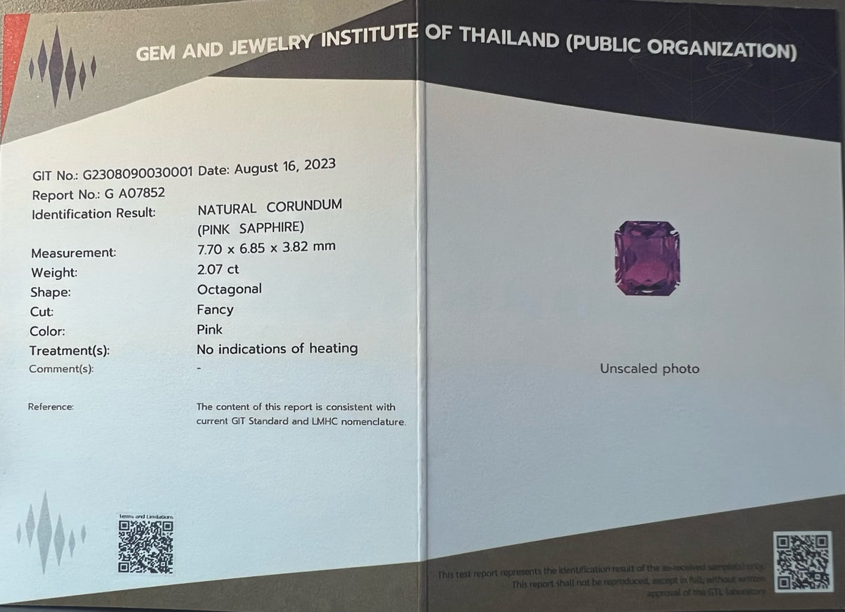 PINK SAPPHIRE RADIANT CUT
